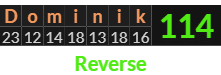 "Dominik" = 114 (Reverse)
