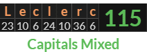 "Leclerc" = 115 (Capitals Mixed)