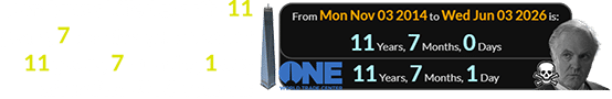 Handy was killed exactly 11 years, 7 months (or a span of 11 years, 7 months, 1 day after One WTC opened: