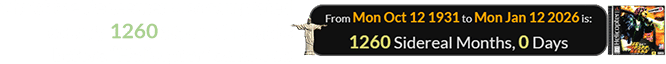 Christ the Redeemer was completed exactly 1260 Sidereal months before “Helicopter” came out: