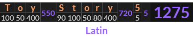 "Toy Story 5" = 1275 (Latin)
