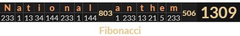 "National anthem" = 1309 (Fibonacci)