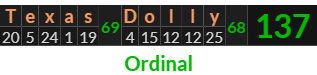 "Texas Dolly" = 137 (Ordinal)
