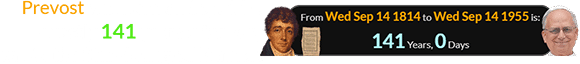 Prevost was born on Sep. 14th, exactly 141 years after Key wrote the Star-Spangled Banner: