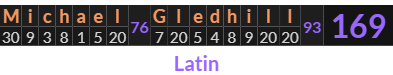 "Michael Gledhill" = 169 (Latin)