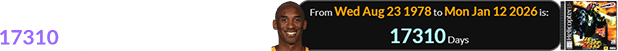 “Helicopter” came out a span of 17310 days after Kobe was born: