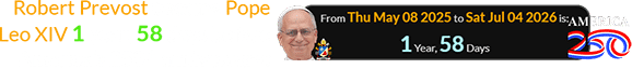 Robert Prevost became Pope Leo XIV 1 year, 58 days before America’s 250th anniversary: