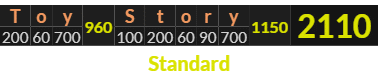 "Toy Story" = 2110 (Standard)