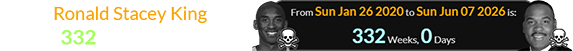 Ronald Stacey King died exactly 332 weeks after Kobe: