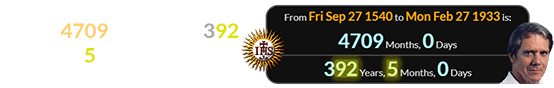 Raymond Berry was born exactly 4709 months (or 392 years, 5 months) after the Society of Jesus was founded: