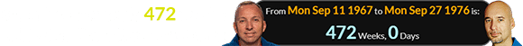 Bresnik was exactly 472 weeks old when Parmitano was born: