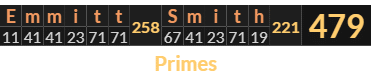 "Emmitt Smith" = 479 (Primes)