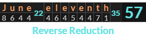 "June eleventh" = 57 (Reverse Reduction)