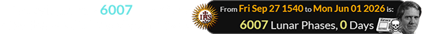 Today is exactly 6007 Lunations after the Jesuits’ founding in 1540: