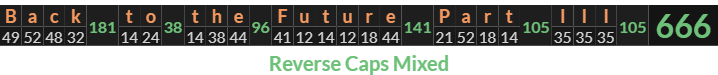 "Back to the Future Part III" = 666 (Reverse Caps Mixed)