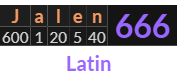 "Jalen" = 666 (Latin)