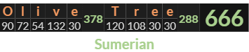 "Olive Tree" = 666 (Sumerian)