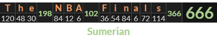 "The NBA Finals" = 666 (Sumerian)