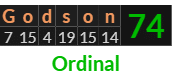 "Godson" = 74 (Ordinal)